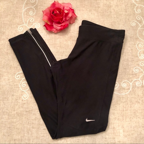 Nike Dri-Fit Black Running Pants Leggings Gym - Picture 2 of 8